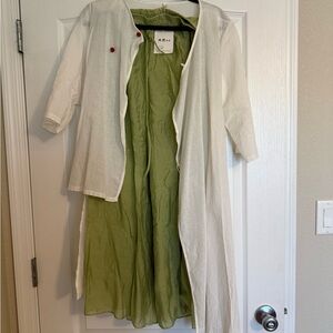 Lightweight Linen Modern Chinese Hanfu top and pants set | fits US L | NWT